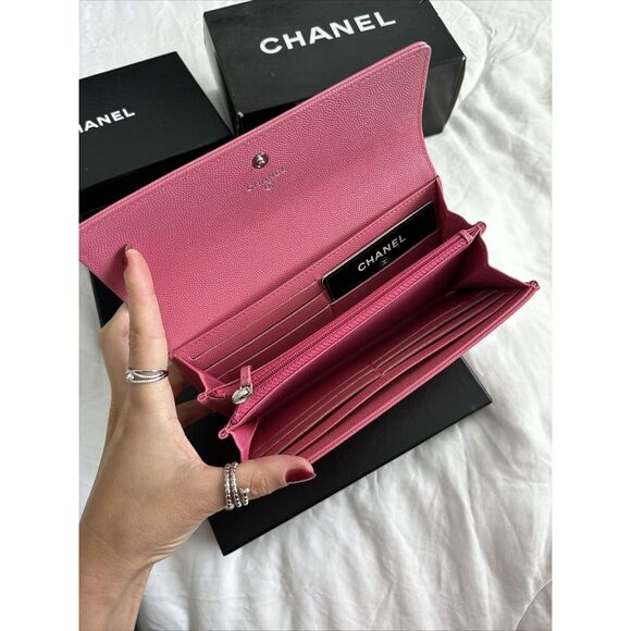 CHANEL Pink Caviar Leather Flap Wallet W/box - Picture 8 of 16